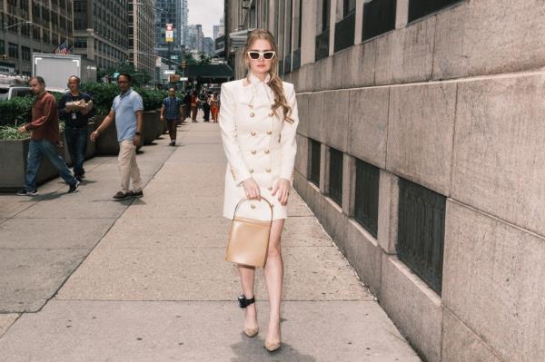 Convicted fraudster Anna Delvey aka Anna Sorokin, a con artist and fraudster who posed as a wealthy heiress to access upper-class New York social and art scenes from 2013 to 2017, arrives at immigration court at 201 Varick st in lower Manhattan.